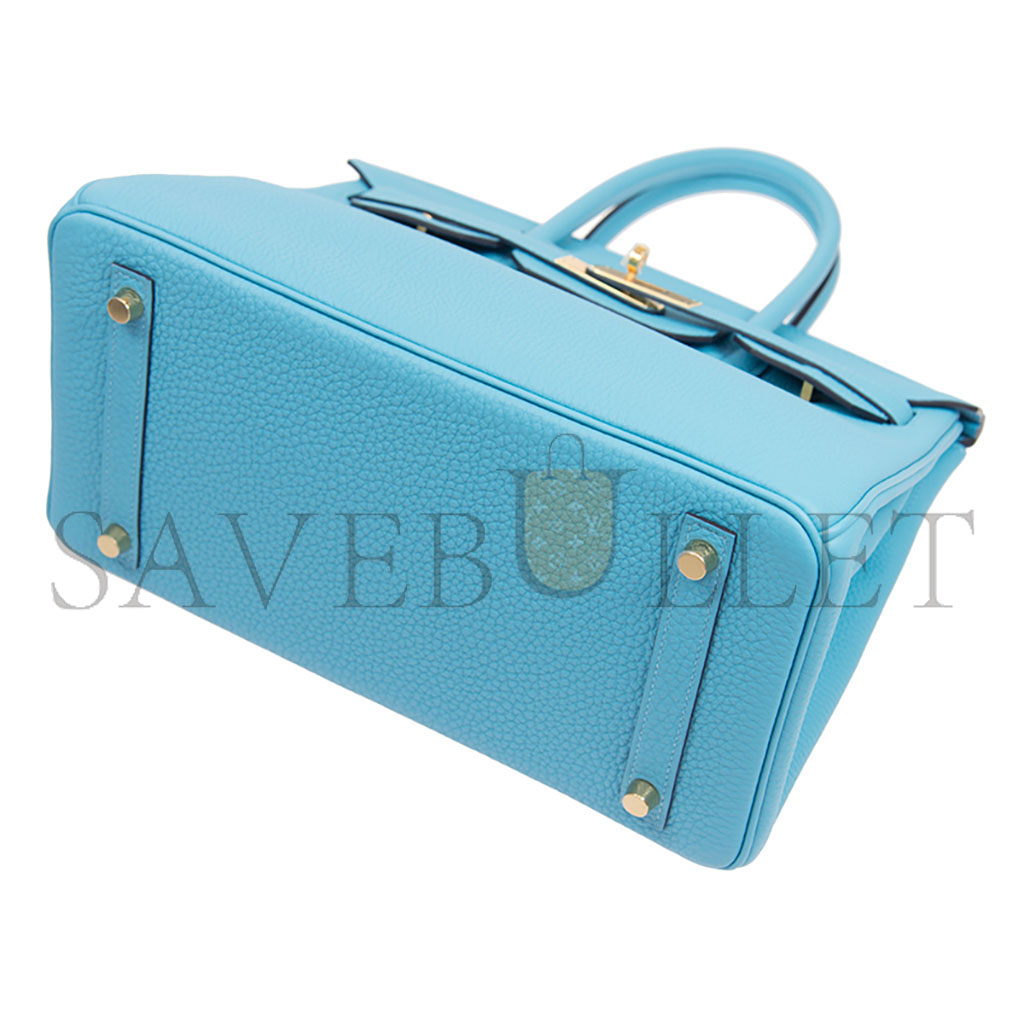 HERMES MASTER BIRKIN 25 EPSOM LEATHER CANDY BLUE GOLD BUCKLE BAG H028369CC7N (25*20*13cm)